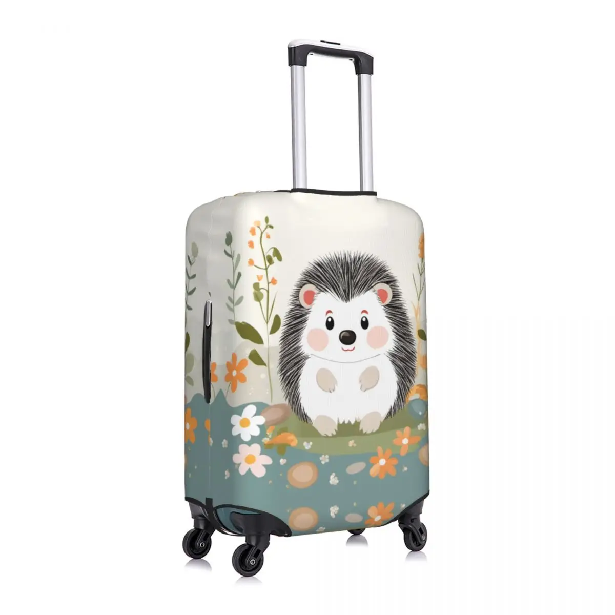 Kawaii Cartoon Pineapple Hedgehog Suitcase Cover Animals Cruise Trip Holiday Fun Luggage Accesories Protection 3