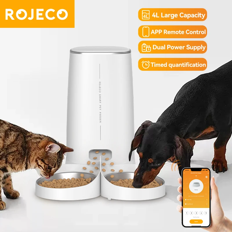 ROJECO4LAutomaticCatFeederPetCatFoodKibbleDispenserPetSmart