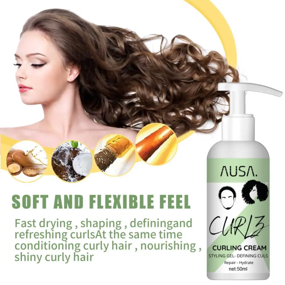 Description Picture 5 of item50ml Curl Defining Cream Moisturizing Nourishing Anti-Frizzy Prevent Dryness Essencial Fluffy Elastin Lightweight Hair Styling
