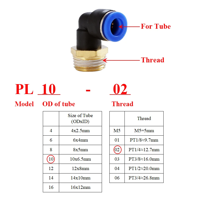 PL 4mm 6mm 8mm 10mm 12mm 1/4 3/8 1/2 1/8 BSP Male Thread Quick Connector L Shape Push In Hose Tube Elbow Air Pneumatic Fitting