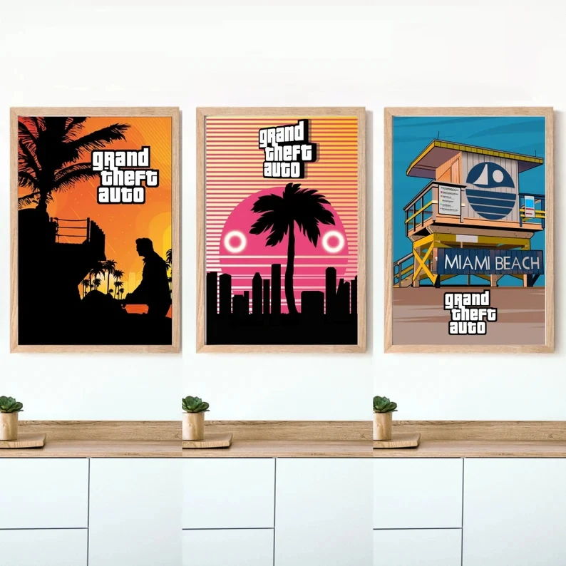 Gta5 Poster Grande Roubo Mapa Do Jogo De Vídeo Cartaz Da Lona Quadros De  Parede Sala Decoração De Parede Adesivos Para Casa Pintura - Pintura E  Caligrafia - AliExpress