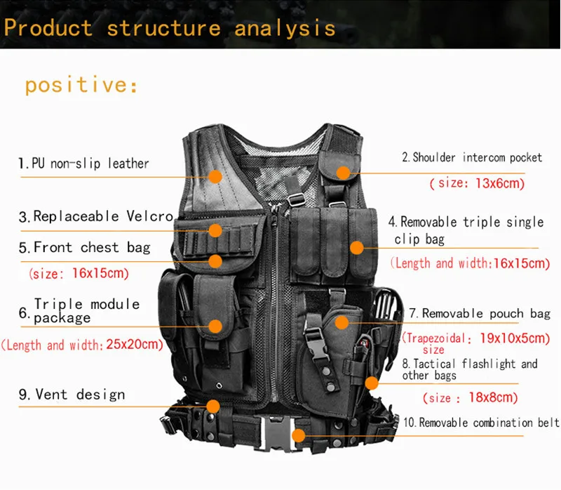 Multifunktion ale verschleiß feste taktische Weste verstellbare Outdoor-Trainings kleidung Multi-Taschen Ausrüstung Schutz weste – Detail 3