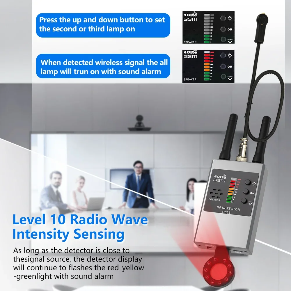 Wireless RF Signal Detector Anti Wiretapping Mini GPS Camera Finder Tracker Hotel Anti Candid Camera Bug Scanner Security