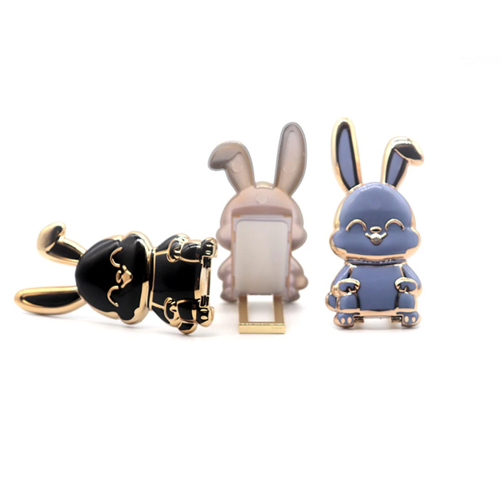 1pc Finger Ring Mobile Phone Holder Cartoon Rabbit Three-dimensional Folding Lazy Phone Back Sticker Pad Bracket For Cell Phone