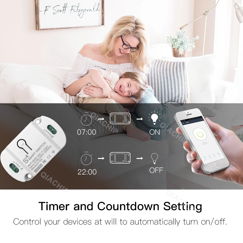 QIACHIP WiFi Mini Smart Home Wireless Remote Control 10A Doodle Smart Life APP220V Breaker Timer With Alexa Google Home wireless remote controller smart universal remote control smart ir remote control bluetooth voice remote control
