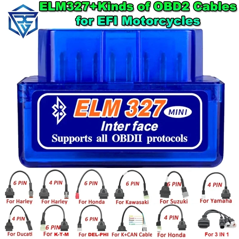Elm327 Mini Bluetooth + Efi Moto Obd2 Cavo Android Obd Scanner Per Harley Per Suzuki Per Yamaha Per Kawasaki