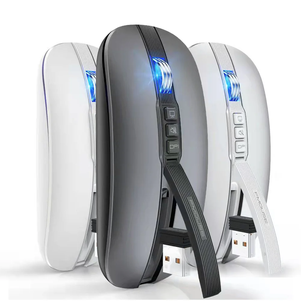 Беспроводная мышь 2,4G, Bluetooth мышь, бесшумная перезаряжаемая оптическая эргономичная компьютерная игровая мышь 2400DPI для ноутбука, ПК