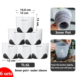 Meshpot Decorative Clear Orchid Planter with Inner Pot and Dual-Layer Design (6 sets-12 cm)