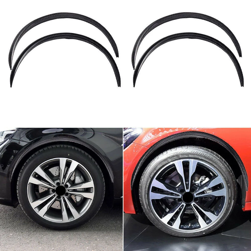 

4pcs Car Tuning Carbon Fiber Car Wheel Eyebrow Arch Trim Lips Fender Flares Protector 28.7" Exterior Parts Car Accessories