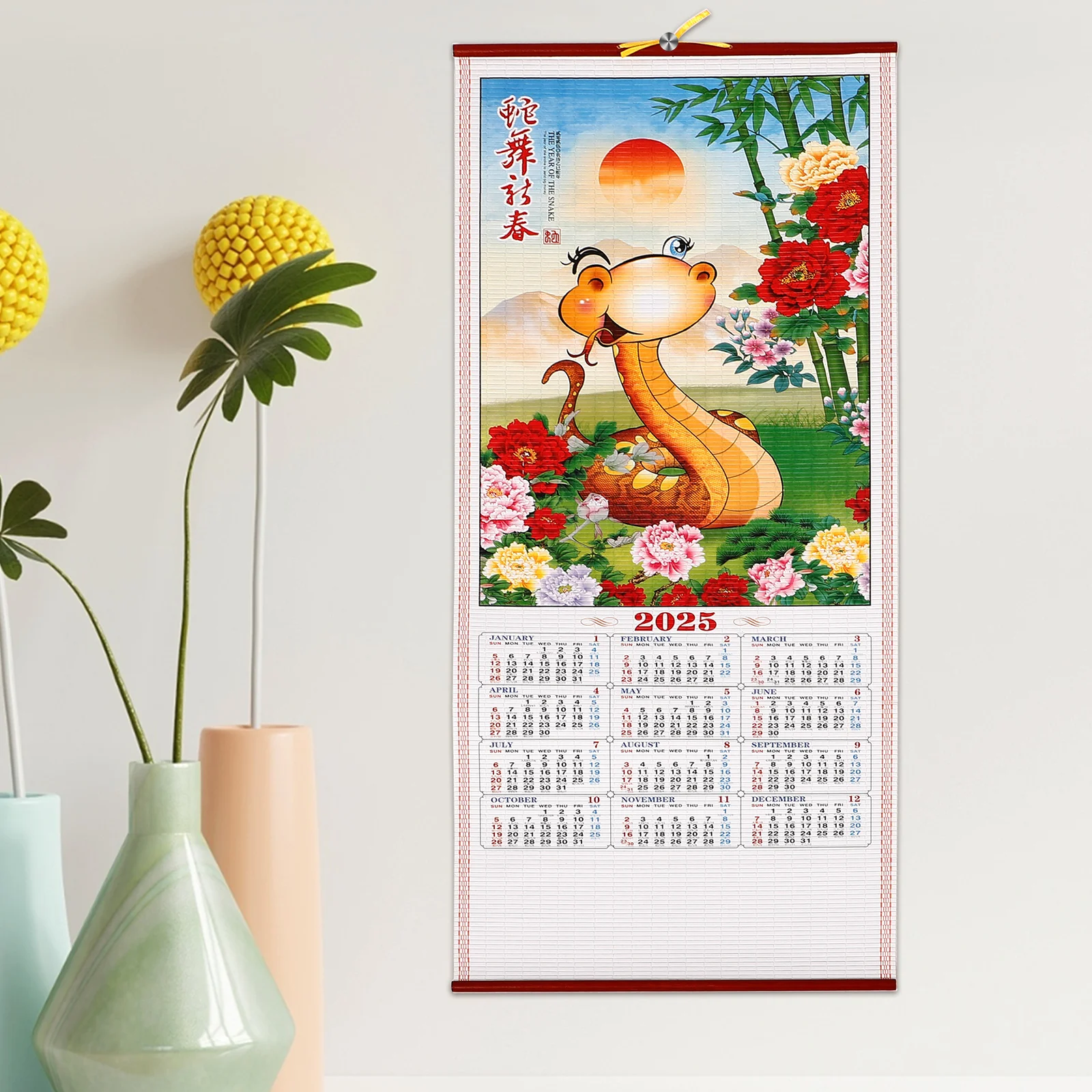 Wall Calendar Chinese Scroll Household Monthly Hanging Paper Rattan Office Wood For Dating wall calendar,paper wall calendar