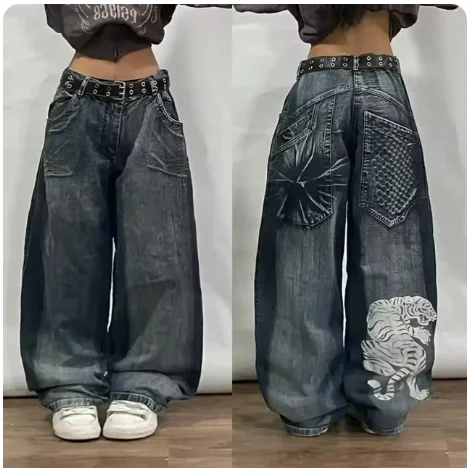 Street Y2K American style Trend Loose Straight Jeans Women