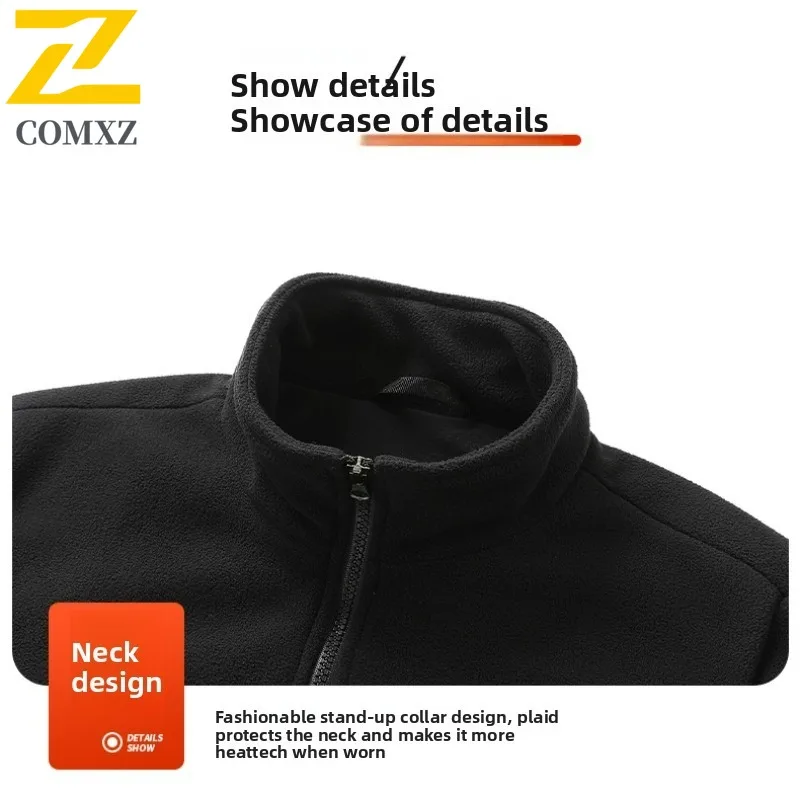 Mens Electric Heated Polar Fleece Jacket Smart Tech Constant Temperature Control Winter Warm Outerwear Windproof Thermal Coat