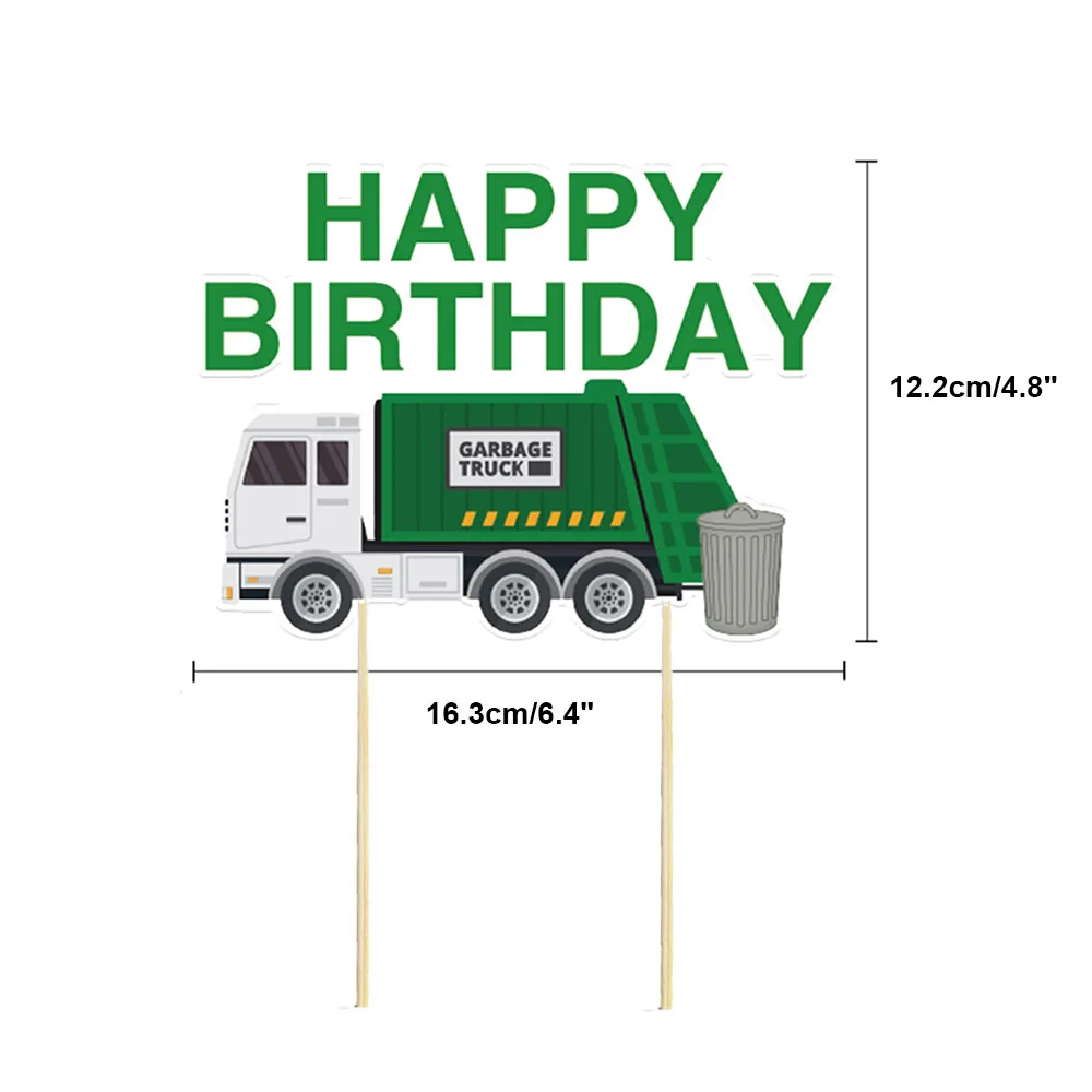 Garbage Truck Cupcake Toppers Trash Can Birthday Party Supplies Cake Decorations