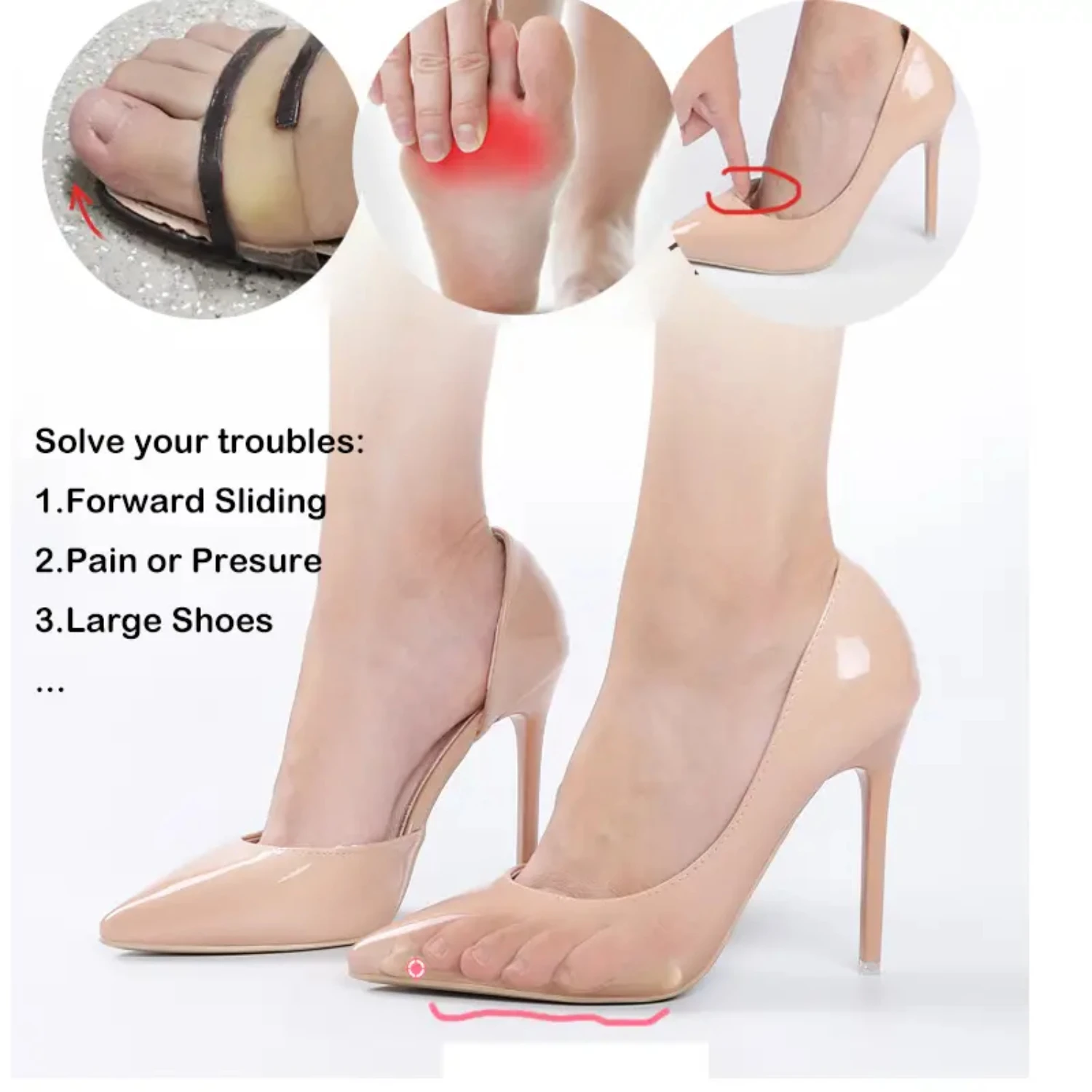 Comfortable Soft Metatarsal Pads for Women-Half Insoles for Shoes, Cushioned Foot Inserts Sneakers, Premium Foot Cushions