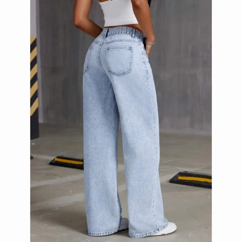 Nouveau Jean Femme Taille Haute Ample et Droit Effet Délavé Vintage 2026 – Style Streetwear Décontracté