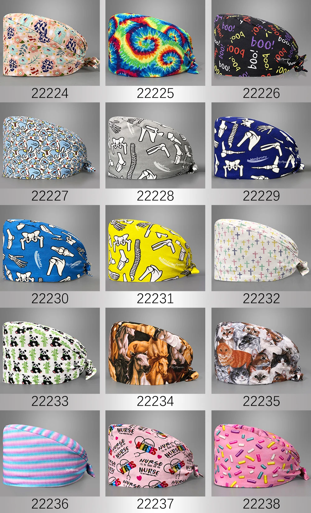 Adjustable Fashion Print Scrub Hat Dust-Proof Cap Cotton Nurse Cap Bandage Men Women Surgical Hat Cap Gorros Quirurgicos Mujer