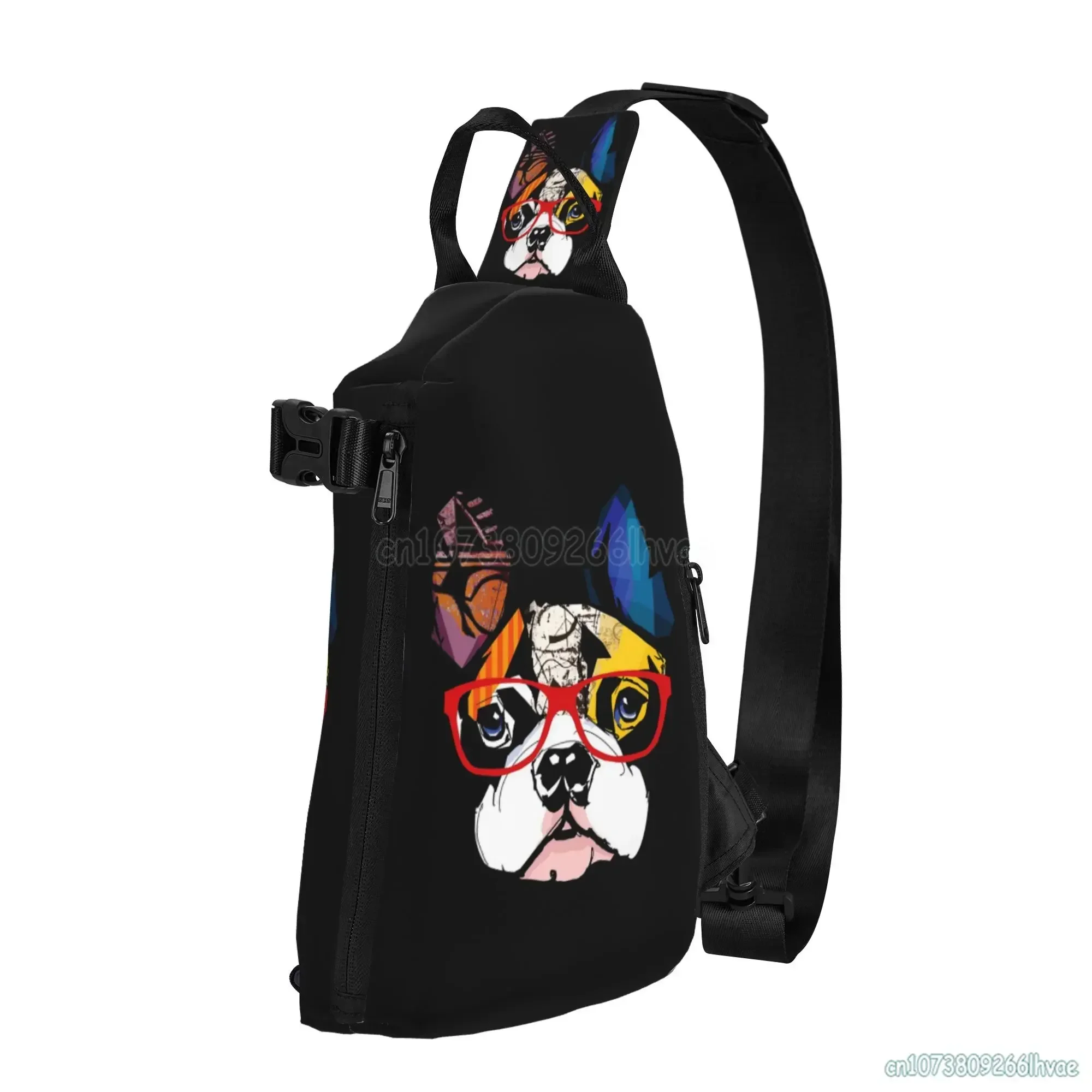 

Crossbody Bag Sling Cartoon French Custom Backpack Cute Chest Traveling Daypack Bulldogs For Sports Hiking Dogs Puppy Shoulder