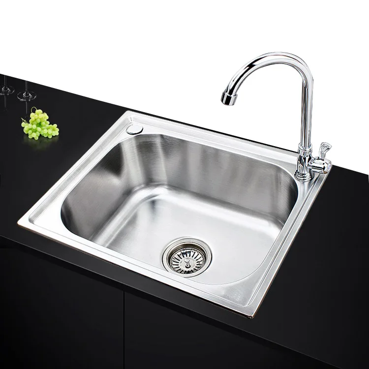 Kitchen Sink 304 Stainless Steel Multiple Size Undermount Basin Single Tank Wash Vegetables Thickened Basin Set