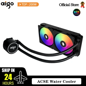 AliExpress Collection Aigo CPU 냉각 컴퓨터 RGB 수냉 방열판 통합 CPU 쿨러 선풍기 라디에이터, LGA 1700, 1151, 2011, AM3 +, AM4