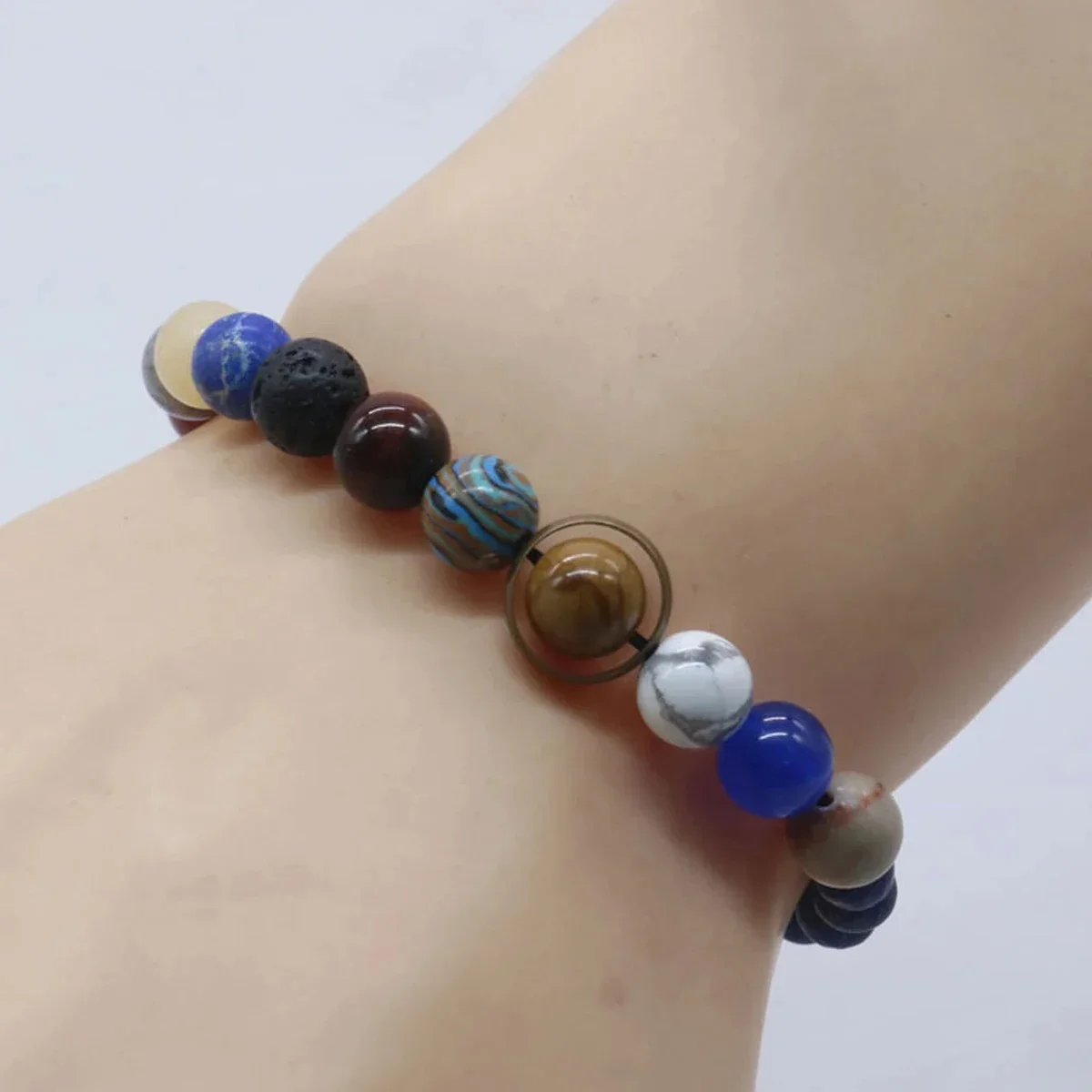 Universo Otto Pianeti Bracciale Con Perline In Pietra Naturale Uomo