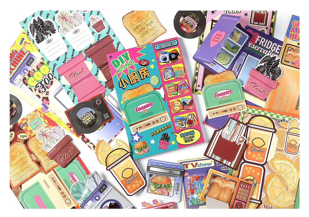 20 stücke INS Nette Snack dessert Material Papier Dekorative Schreibwaren Scrapbooking Memo Pad Tagebuch Album Label Dekorative papier – Detail 12