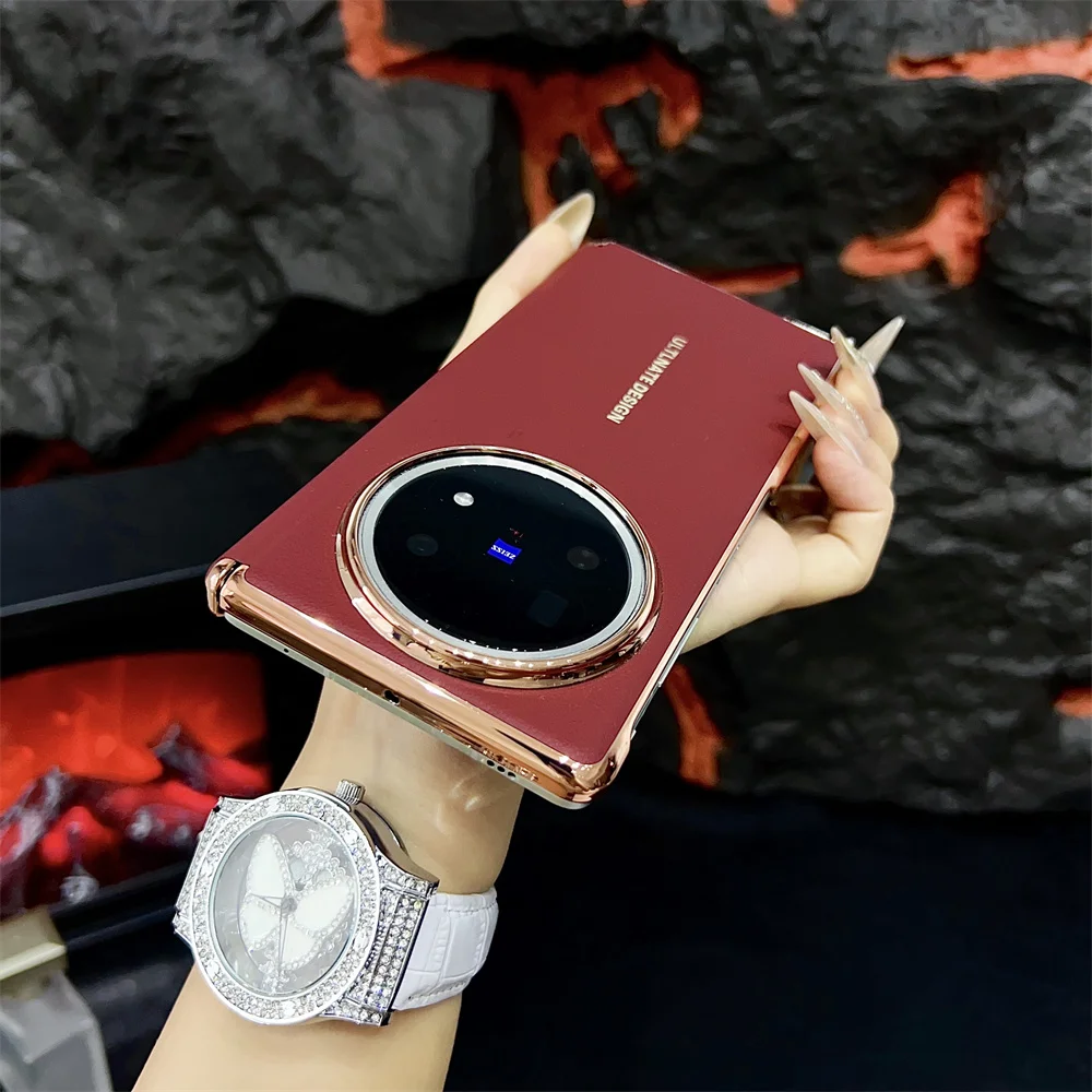 Luxury PU Leather Skin Plating Protective Back Cover Case