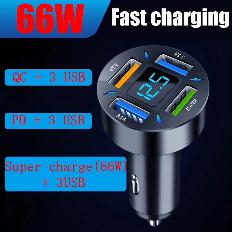 

4ports Universal super charge QC3.0 PD USB charger For Phone Car Phone Charger Type C Adapter For iPhone 14 Pro Huawei Samsung