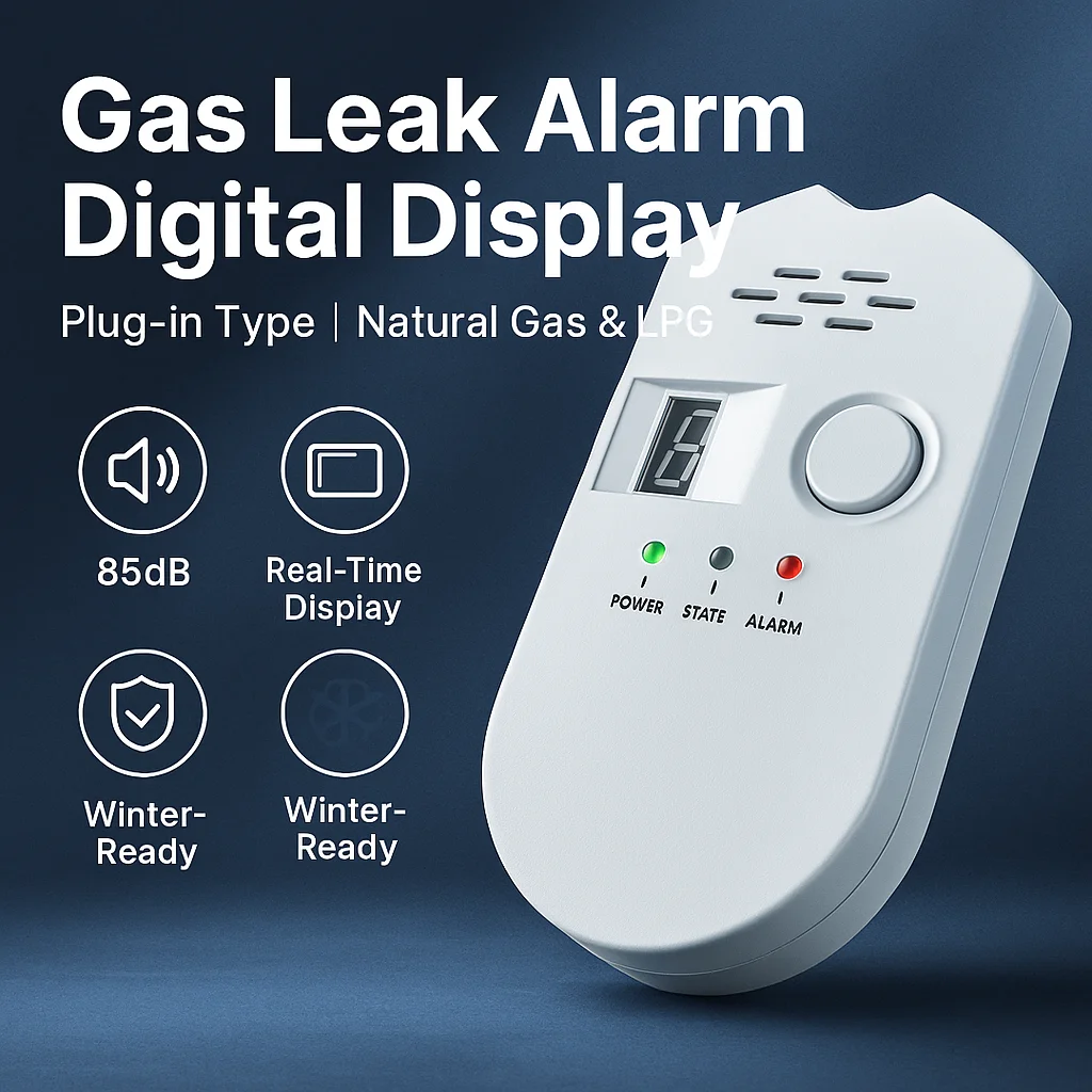 Smart Plug-In Gas Detector with Real-Time Display & 85dB Alarm