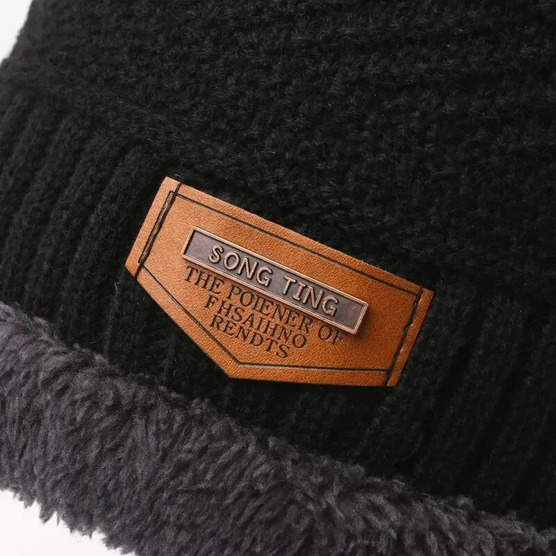 Men's windproof hat outdoor winter scarf gloves collar cashmere warm knitted hat set three piece for cycling needs cycling gloves winter hat winter accessories knitted hat scarf set