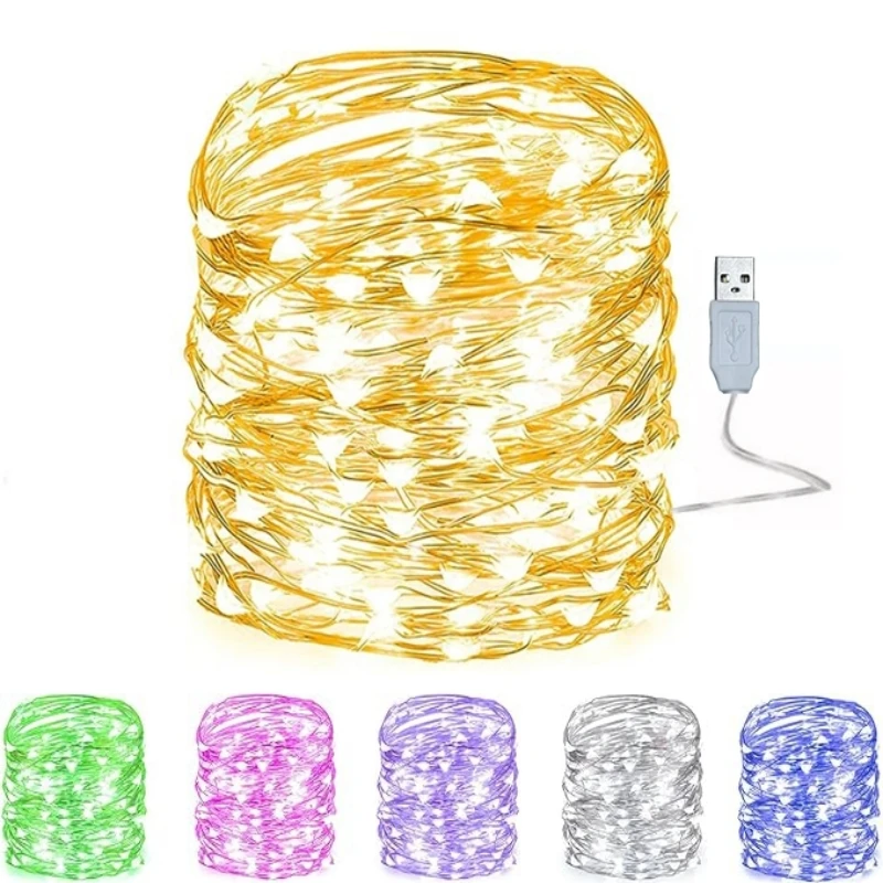 10/20/30M USB LED String Lights Copper Silver Wire Garland Light Waterproof Fairy Lights For Christmas Wedding Party Decoration decorative lights led string lights led fairy lights string lights