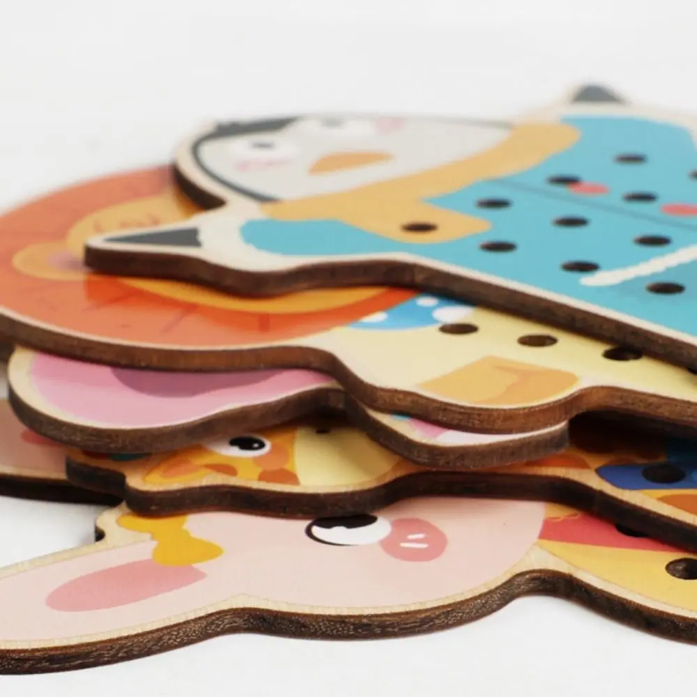 Educational Fruit Threading Toys Hand-eye Coordination Fine Motor Skill Wooden Lacing Toy Early Learning Wear Rope