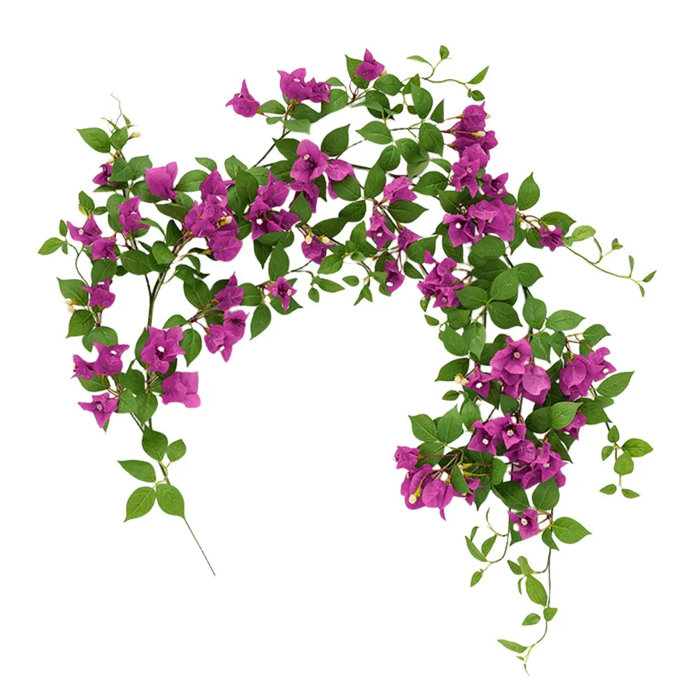Mehrfarbige Bougainvillea Künstliche Blumenranke Grüne Blätter Hängende Dekoration Künstliche Blumenornamente Fotorequisiten