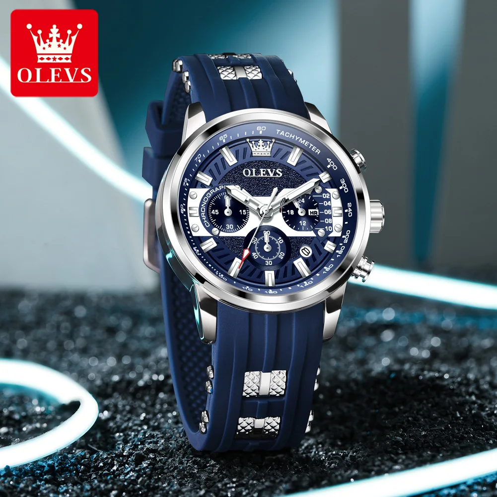 OLEVS 3690 Watch For Men Original Fashion Date Quartz Man Watch Top Brand 44mm Big Dial Waterproof Luminous Luxury Wristwatch