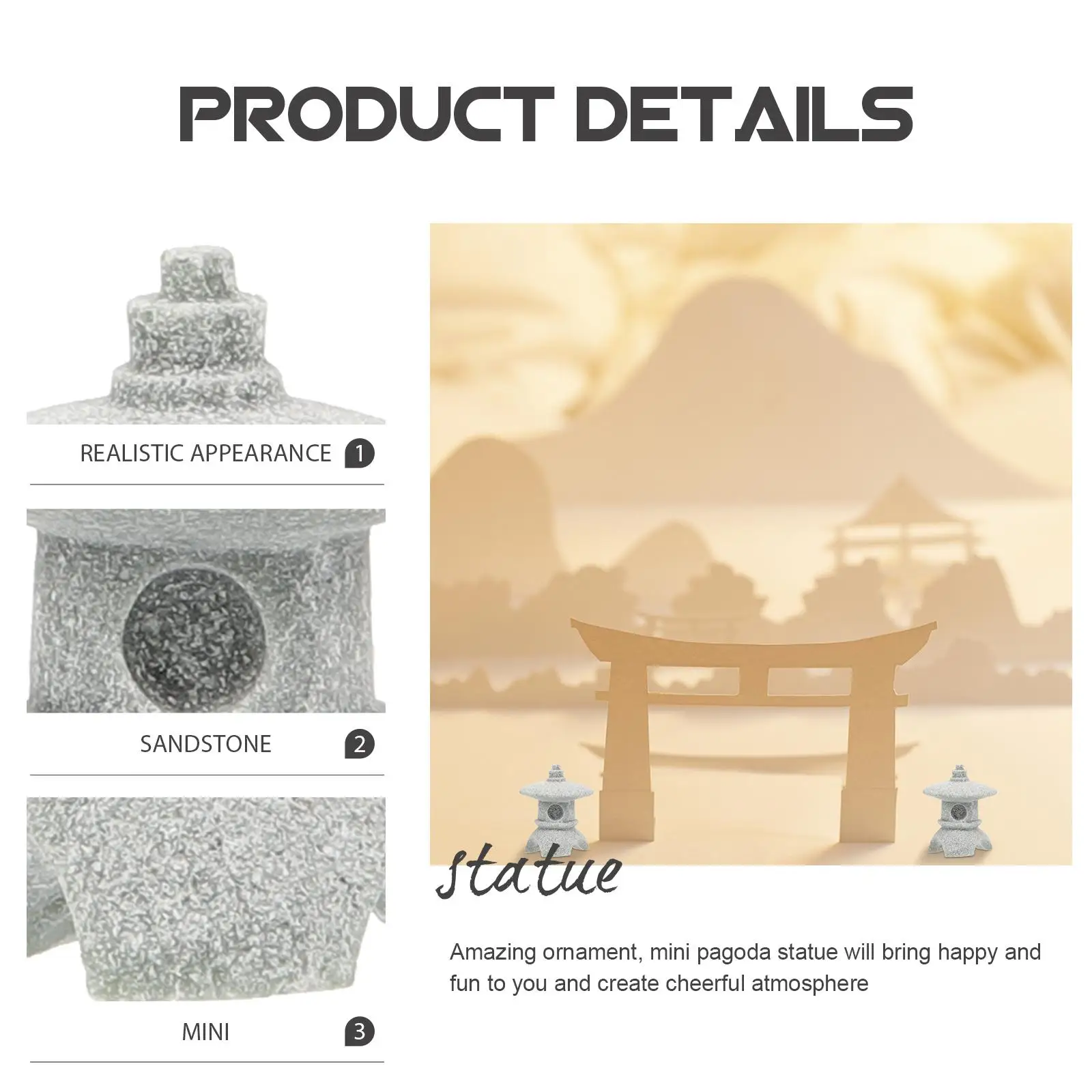 4 Pcs Decorations Office Fairy Figurines Bonsai Sandstone Pavilion Pagoda Statue