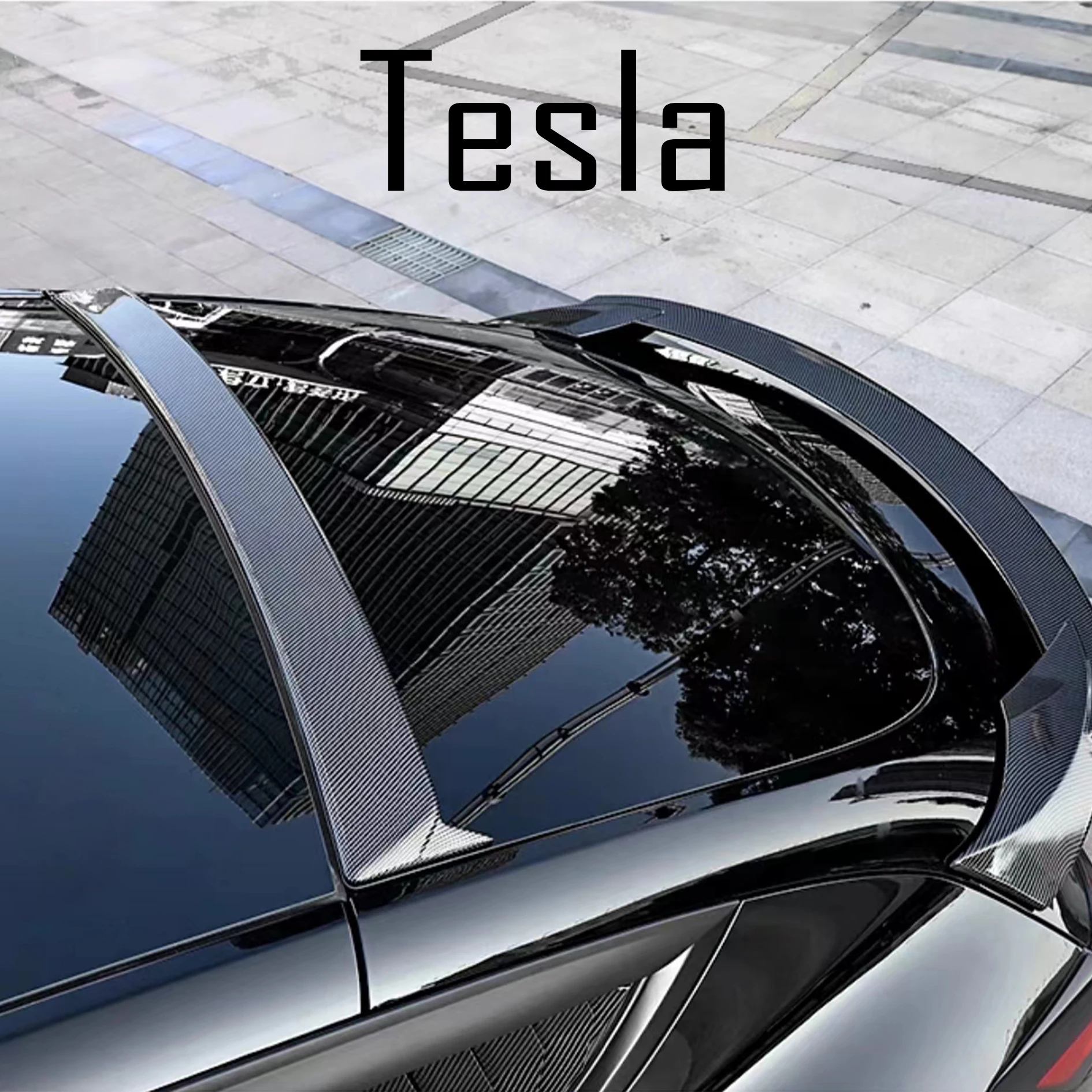 

Suitable for Tesla Model Y2021, 2022, 2023, rear roof window spoiler, carbon fiber black body sports modification kit