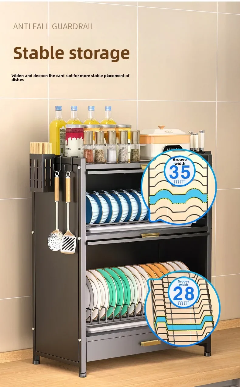 dustproof dish drying rack with cabinet
