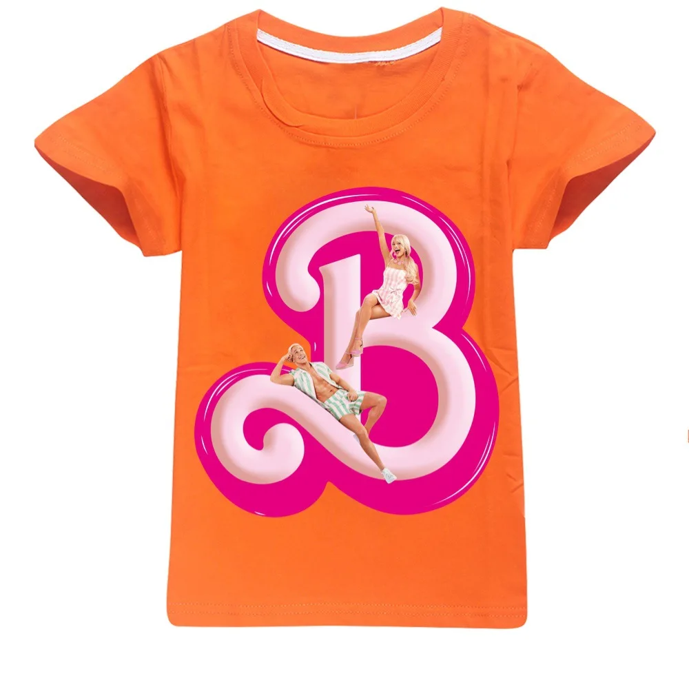 New Kawaii Barbie Kids Short Sleeve Summer Cartoon Boys Girls Soft O-Neck T Shirts Oversized Fashion Y2K White Tees Tops Gifts ﻿ 6