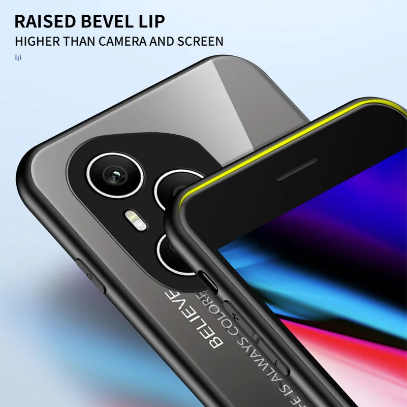 Gradient Tempered Glass Glossy Back Cover Case