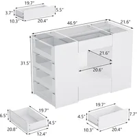 Closet Island with Drawers, Wardrobe Armoire Bedroom Island, Glass Display Shelf & 12 Drawers, White Dresser with Glass Top, Wal 2