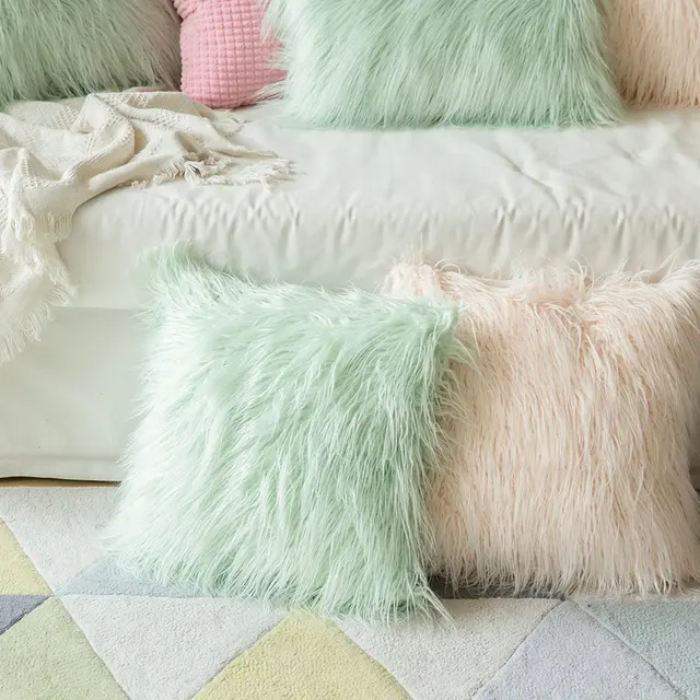 Nagykereskedelmi Fehér Plüss Párnahuzat Modern Egyszerű Utánzat Gyapjú Egyszínű - Image 4