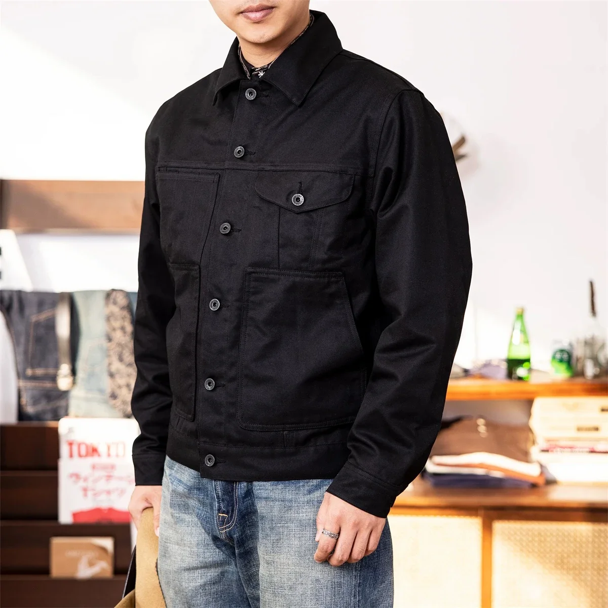 Red Tornado Black Wax Canvas Cruiser Jacket Yellowstone Rip Rugged