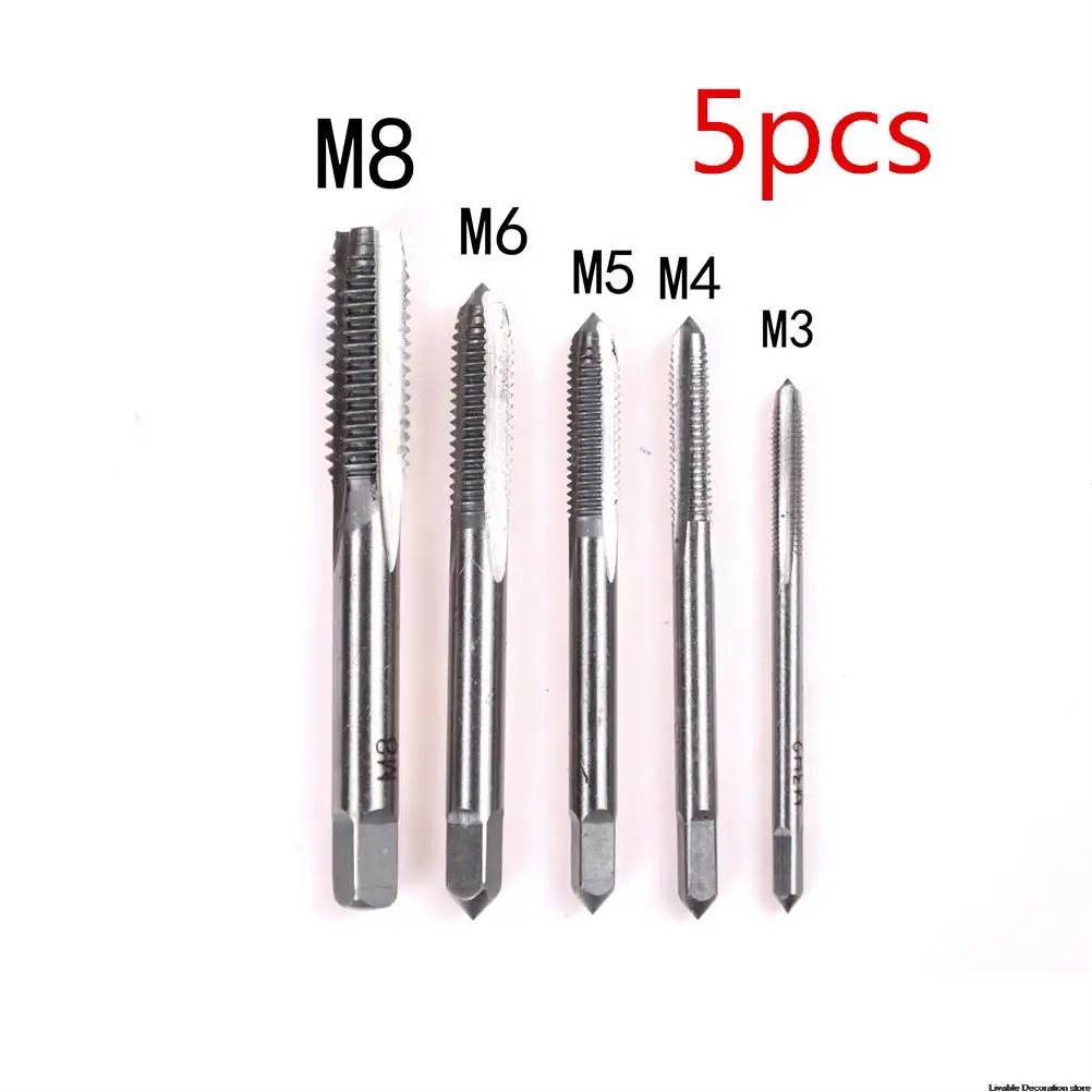 

Новинка 5 шт./комплект м3 М4 М5 М6 М8 Быстрорежущая машина с прямым рифленым винтом Метрическая резьба ручной Метчик набор сверл ручные инструменты