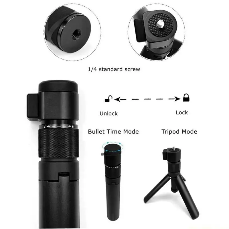 F62C 총알 시간 번들 키트 보이지 않는 셀카 스틱 삼각대 핸들 1/4 나사 28-111cm Insta 360 X R 조정