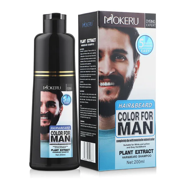 Shampoing de teinture de barbe Permanent naturel longue durée 200ml pour hommes élimination de teinture de barbe blanc gris cheveux de barbe hommes shampooing de teinture de barbe 1