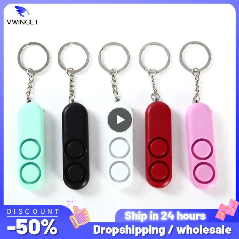 

Loud Alert Sound Led Keychain Convenient Anti-wolf Dual Horn Design Easy To Carry Personal Alarm Women's Self-defense Hand-held