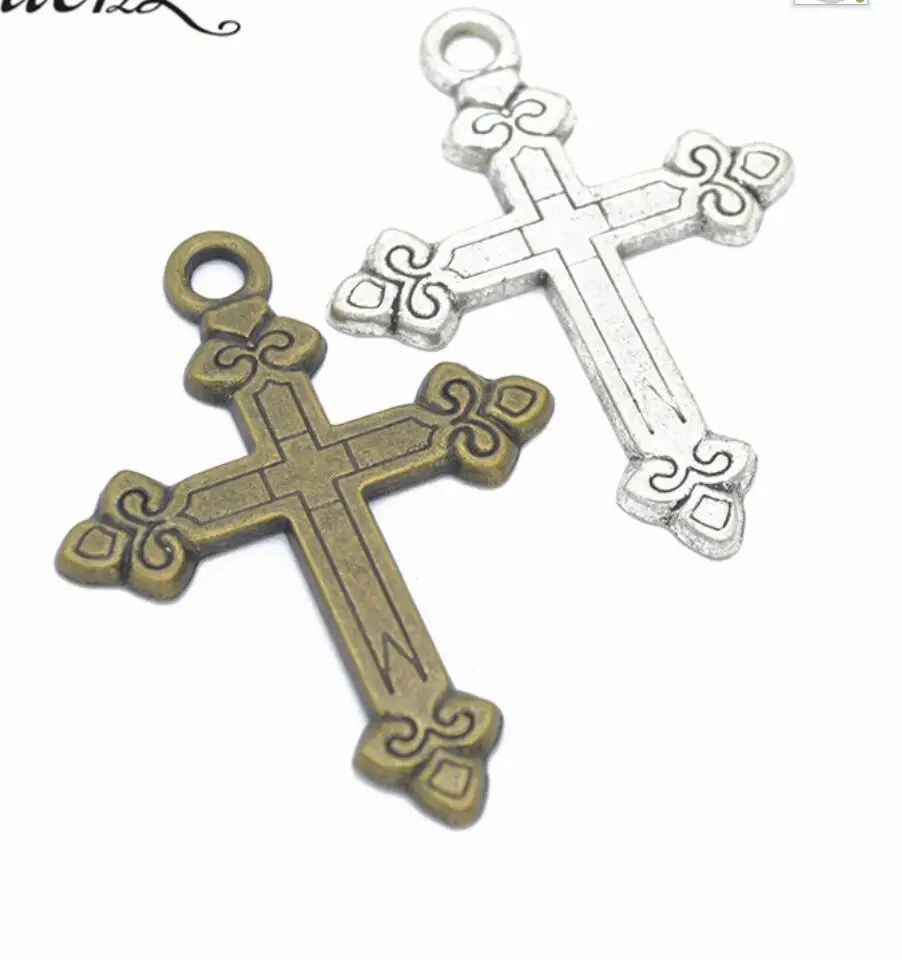 

20pcs 55*42mm Charms Cross Charms For Jewelry Making DIY Jewelry Findings Antique Silver Color Alloy Charms Pendant F0576