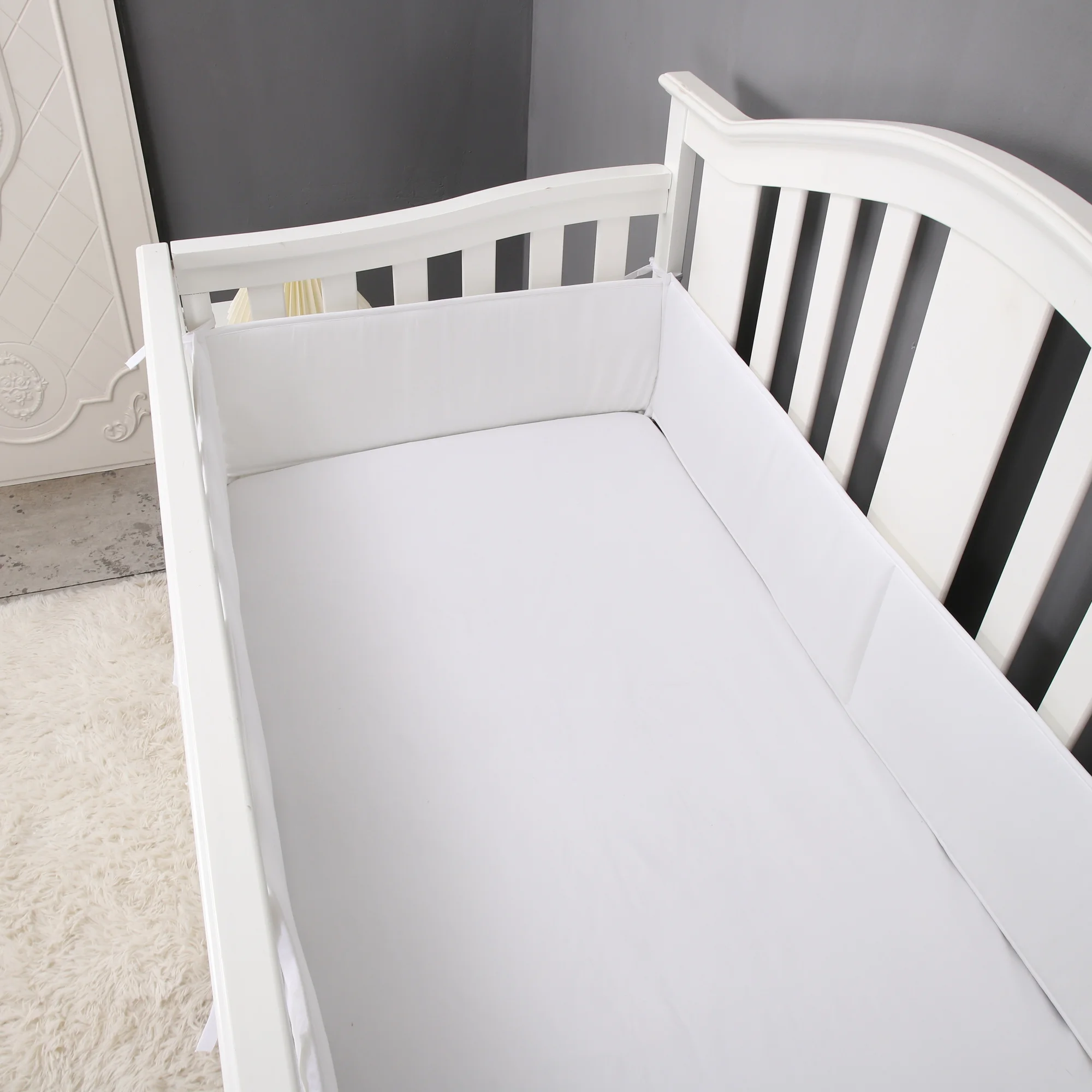4Pcs baby bedding Crib Bumpers pads Bed Rail Bed Side Soft Rail Anti-collision Crib Liner solid plain color for newborn infant