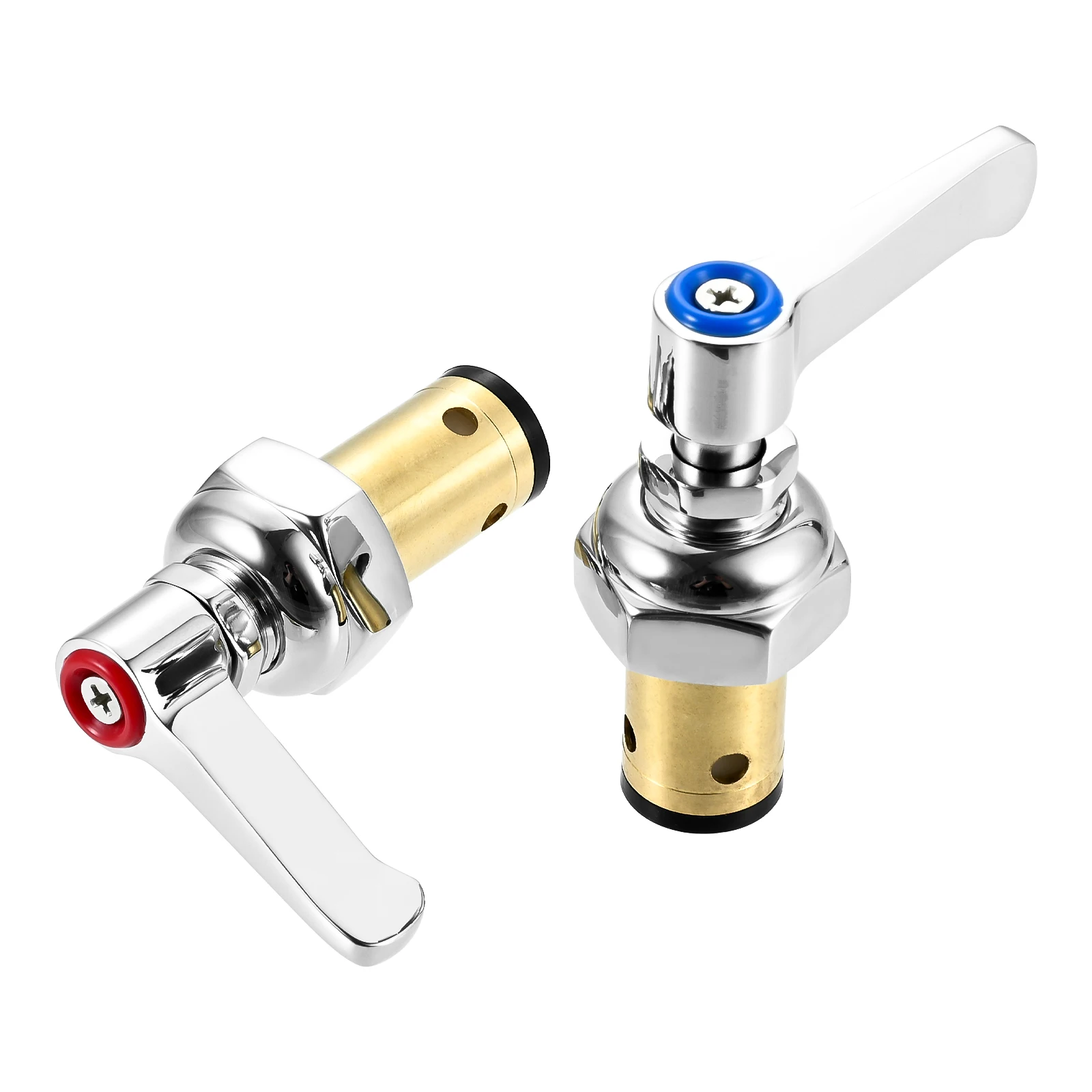 2Pcs Cold And Hot Side Handle Stem Assembly Fits for T&S Brass Faucets Replace 002713-40 002714-40 Spindle Valve Replacement