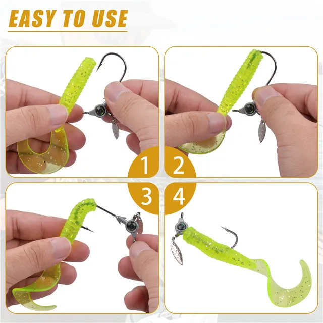 Jig Head Kit FishTrip Underspin Jig Heads Hooks 1/4 Oz,3/8 Oz,1