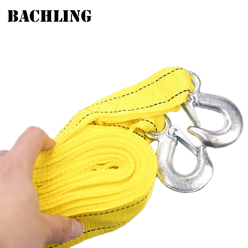 Car Tow Cable 4M5Ton Towing Pull Rope Strap With Hooks Portable Self-driving Tourism Heavy Rescue Double layer thickening